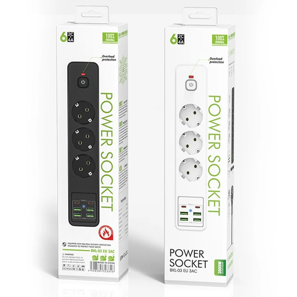 Power Socket BKL-03 EU 3AC 4 USB 2 Type-c without timer