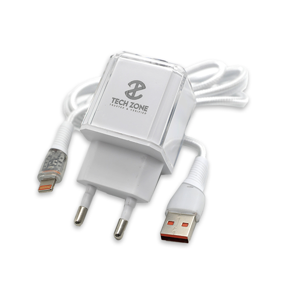 Tech Zone Fast Charger 2USB + Cable USB to Iphone