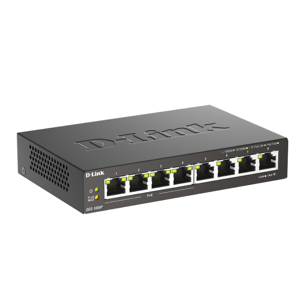 D-Link DGS-1008P 8-PORTS UNMANAGED GIGABIT WITH 4 POE PORTS