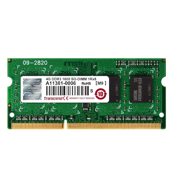 TRANSCEND 4GB DDR3 1600 SODIMM 1Rx8 512Mx8 CL11 1.5V