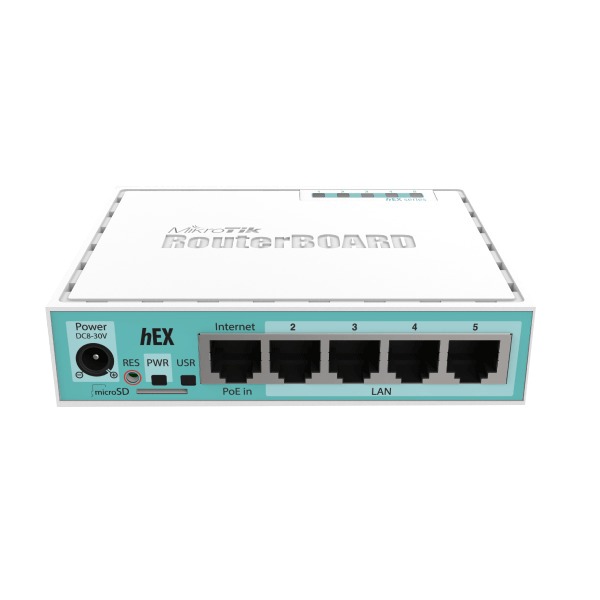 MikroTik  hEX 5x Gigabit Ethernet, Dual Core 880 MHz CPU, 256 MB RAM, USB, Micro SD, RouterOS