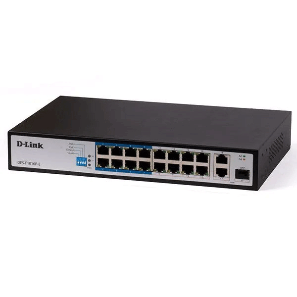 D-Link 16-Port 10/100 Long Range PoE+ Surveillance Switch