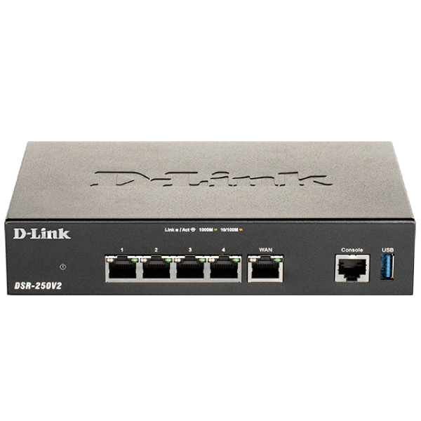 D-Link SSL VPN Router (PPTP/L2TP/IPSec), 3 x Gigabit LAN, 2 x  WAN with 1 Configurable WAN/LAN port, IPv6,