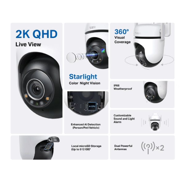 Tp-Link Outdoor PAN/TILT Security WI-FI Camera Tapo C520WS