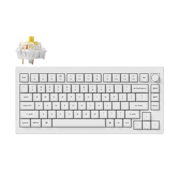 KEYCHRON V1 75% LAYOUT BANANA SWITCH WIRED KEYBOARD (WHITE)