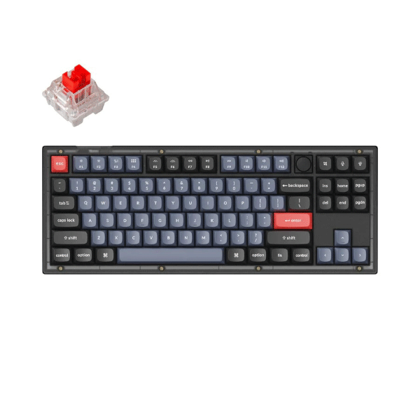 KEYCHRON V3 80% TKL RED SWITCH WIRED KEYBOARD (FROSTED BLACK)