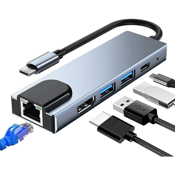CONVERTER 5 IN 1 TYPE-C TO PD 100W/UBS3.0/USB2.0 *2/HDMI 4K
