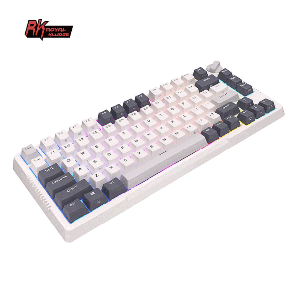 ROYAL KLUDGE 81KEYS BLUE SWITCH WHITE NIGHT ( 3C ) W-W-B KEYBOARD