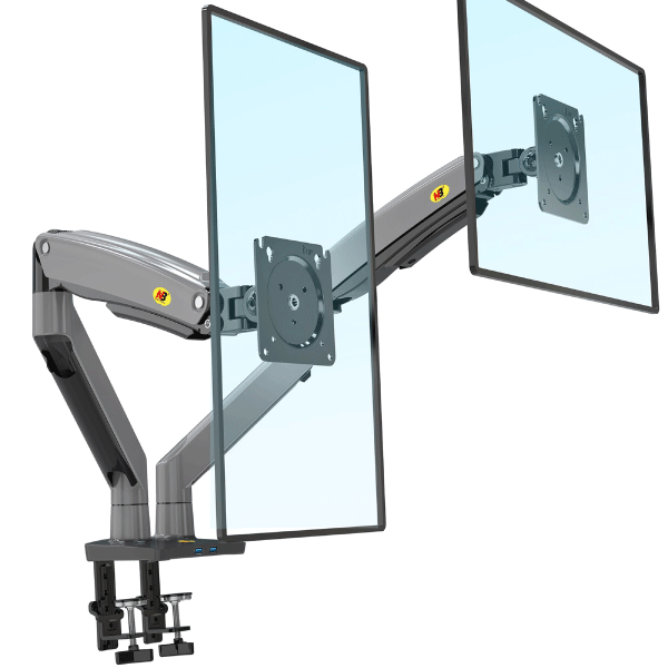 NB-F195A 22-32'' Dual Arm WHITE Computer Desk Monitor Mount  Stand