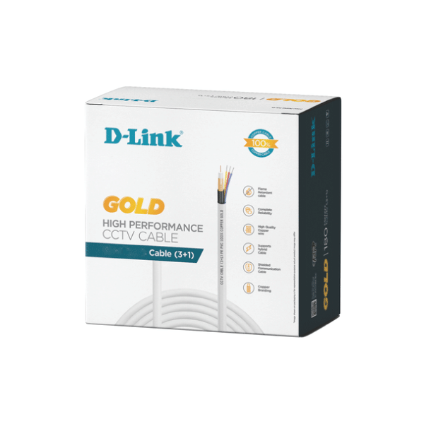 D-Link CCTV Coaxial Cable (1 Coax+3 Power) with Bare Copper  core &Copper Braiding-305 meter roll