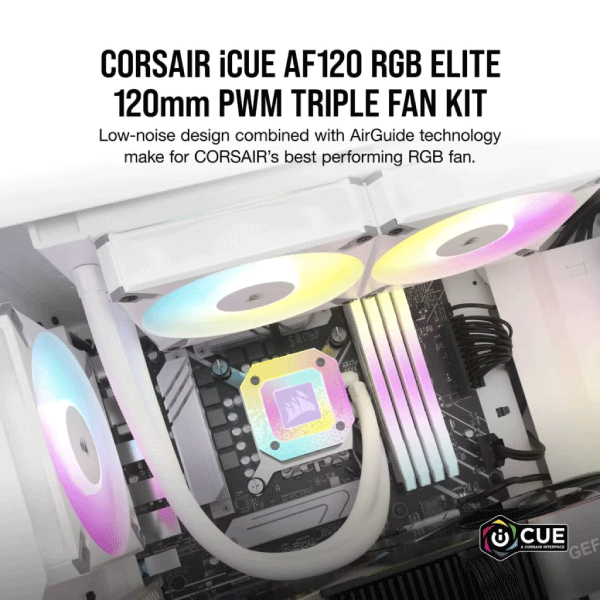 CORSAIR TRIPLE FAN KIT ICUE AF120 RGB ELITE 120MM PWM WHITE