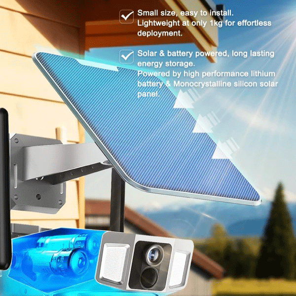 SOLAR TRIPLE-LENS LINKAGE CAMERA 10X ZOOM WIFI 4G SECURITY CAMERAS SURVEILLANCE