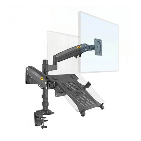 North Bayou H180-FP Spring Dual Arm Monitor Holder (22"-32") & Laptop Support (10"-17")