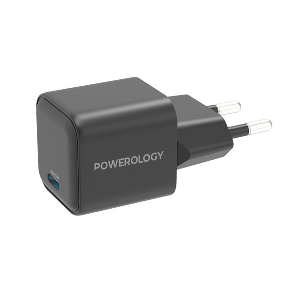 Powerology 35W Single Port Type-C GaN Charger with EU Plug - Black