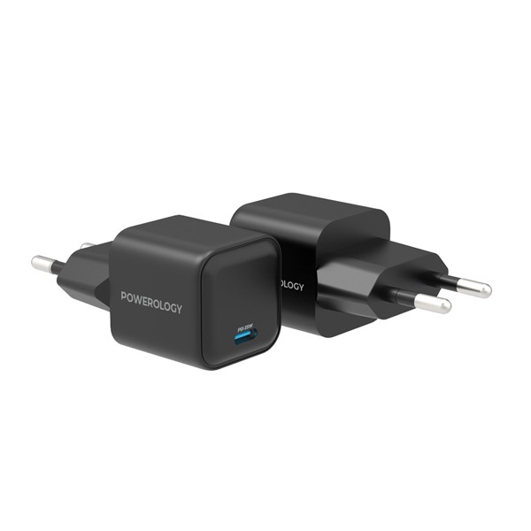 Powerology 35W Single Port Type-C GaN Charger with EU Plug - Black