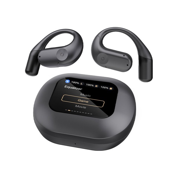 Powerology Air Conduction ENC TWS Earbuds and Charging Case with Display  60mAh8 - Black