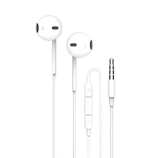 Porodo Soundtec Stereo Earphones 3.5mm with High-Clarify Mic - White