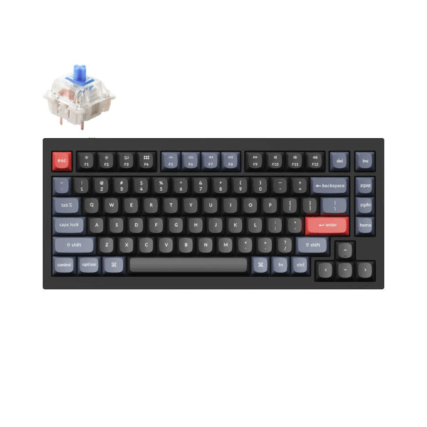 Keychron Q1 QMK Gateron Phantom Mechanical Keyboard with Knob, RGB, Blue Switch and Costom H