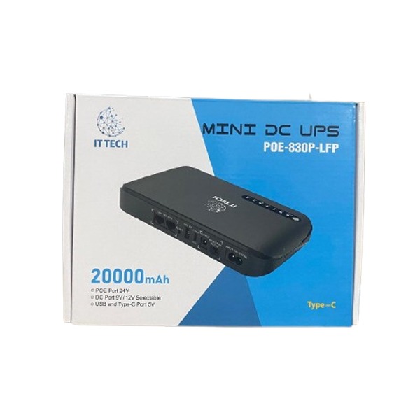 IT TECH Mini DC UPS 20000mAh POE-830P-LFP