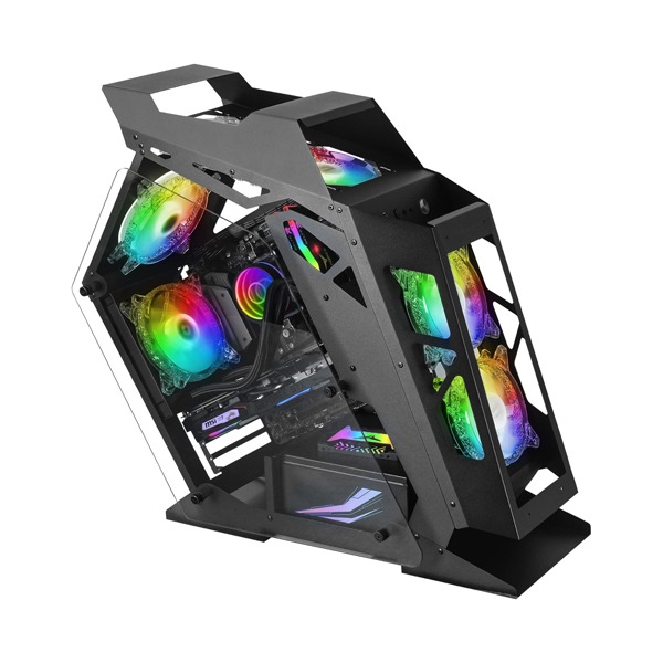 Mars Gaming Mc61 Premium Micro-Atx Case, 4X 12Cm Argb, Remote Rf, Glass, Black
