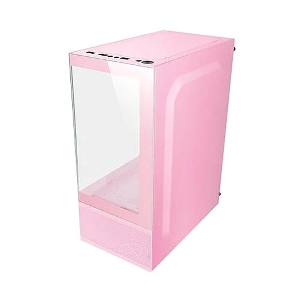 Mars Gaming Mc-Se, Micro-Atx Case, Front & Side Frameless Glass Panel, Bottom Mesh Design, Pink