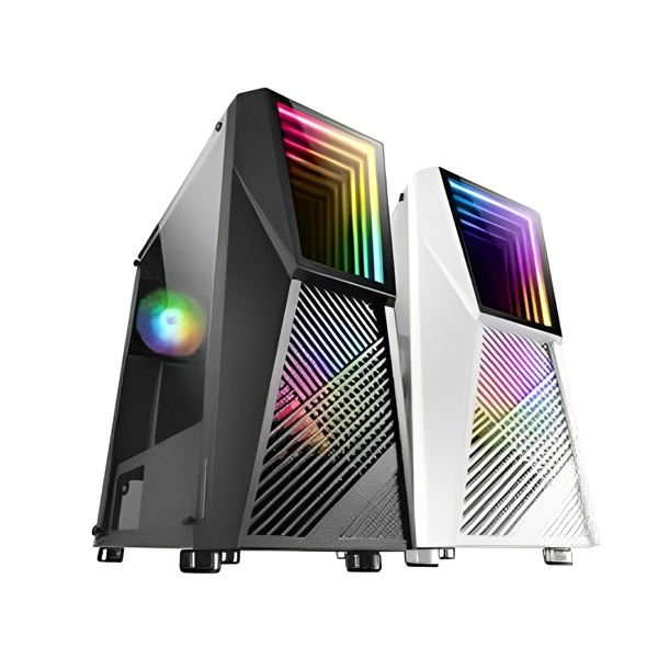 Mars Gaming Mc777 Atx Case, 2X 120Mm Argb Fan, T. Glass, Infinity Mirror, Black, White