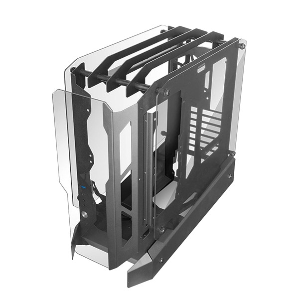 Mars Gaming Mc-Edge, Open Air Atx Computer Case, Triple Tempered Glass Panels, Black