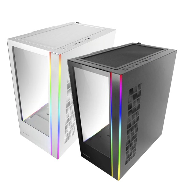 Mars Gaming Mc-Ultra Xxl Premium Custom E-Atx Case, Argb Dual Stripes, Dual Vertical Chamber, Black, White
