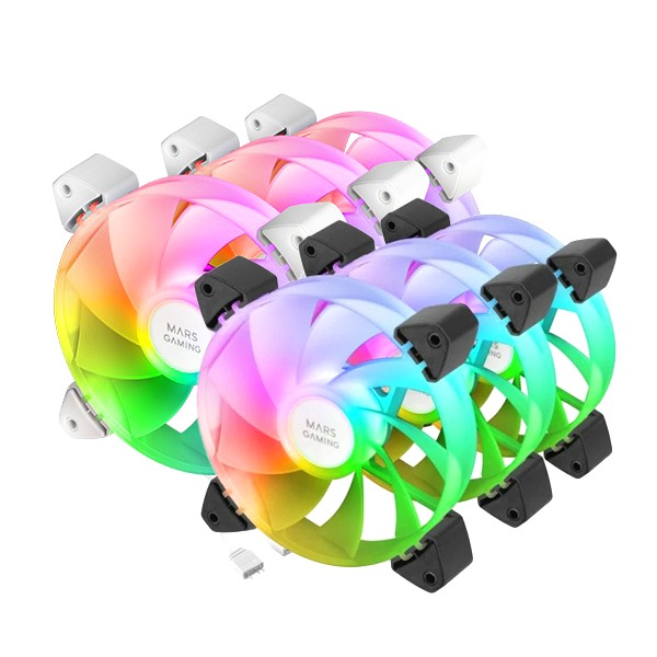 Mars Gaming Mf-3Ar, 3In1 120Mm Argb Frameless Reverse Blades Fan Kit, Fdb Bearings, Full Ring Illumination, Argb Mb And Controllers Compatible