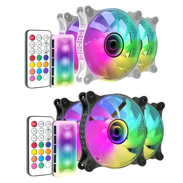 Mars Gaming Mf-3Dkit, 3X12Cm Infinite Mirror Fan, 10C Argb Control Box, Rf Remote & Mb Control