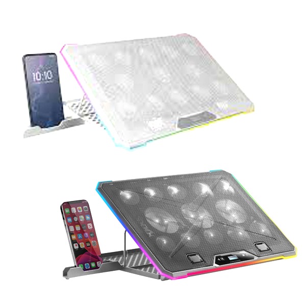 Mars Gaming Mnbc13, Argb Notebook Cooler & Stand, 13X Fans, Lcd Control Screen, Phone Holder, Up To 17"