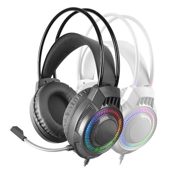 Mars Gaming Mh124, Frgb Rainbow Gaming Headset, Ergonomic Floating Headband, Flexible Microphone, On-Ear Volume Control, 2-In-1 Jack Cable Adapter