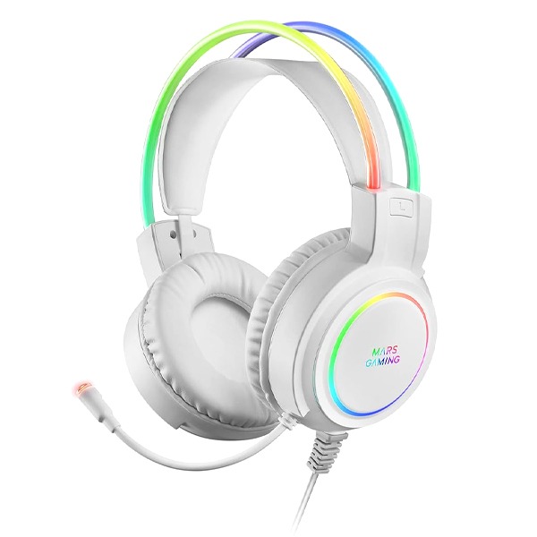 Mars Gaming Mhrgb Chroma 360 Headphones+Mic, Ultra-Light, Pc/Ps4/Ps5/Xbox, White