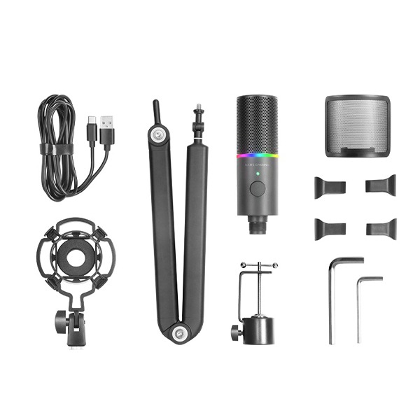 Mars Gaming Mmic-Xt Ultra-High Def Argb Microphone, 192Khz 24Bit, Arm, Antivib+ Metal Filter, Usb, Black