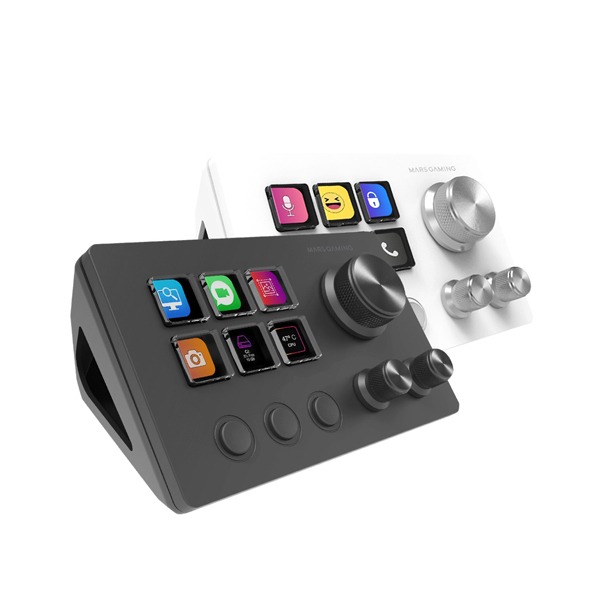 Mars Gaming Msd-Two, Compact Control Deck,  6 Customizable Lcd Keys, Software Control With Plugins, Extended Lcd Screen, With 3 Customizable Dedicated Buttons Allows Seamless Scene Transitions With A Single Click And 3 Multifunctional Wheels
