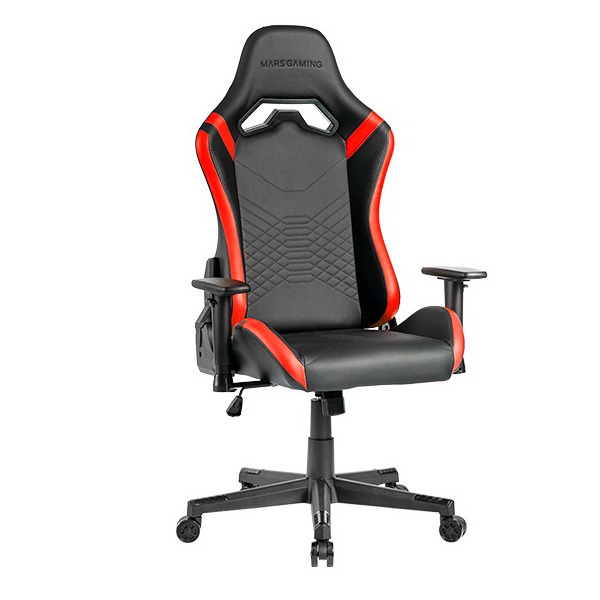 Mars Gaming Mgc-Pro, Professional Gaming Chair, Square Armrest, Neck + Back Soft-Touch Cushions, Leatherette, Red