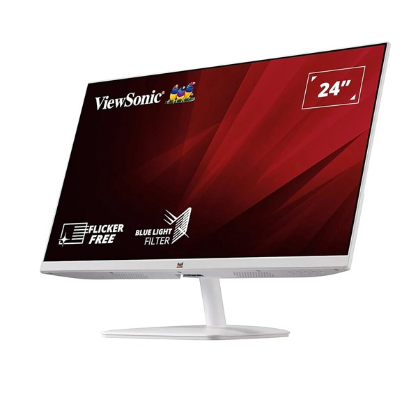 ViewSonic VA2430-H-W-6 24'' Full HD Monitor |White | Borderless Design | Flicker-Free | Blue Light Filter | Low Energy Consumption |60 Hz| Resolution:1920x1080 | 1 VGA | 1 Audio | 1 HDMI