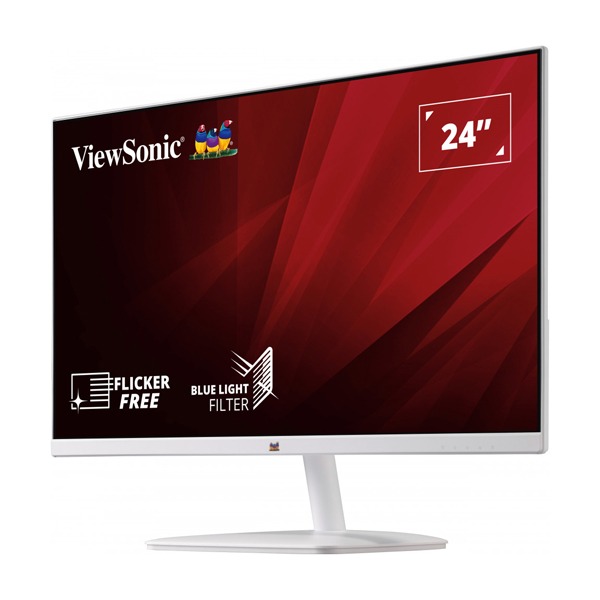 ViewSonic VA2430-H-W-6  24'' Full HD Monitor |White | Borderless Design | Flicker-Free | Blue Light Filter | Low Energy Consumption |60 Hz| Resolution:1920x1080 | 1 VGA | 1 Audio | 1 HDMI