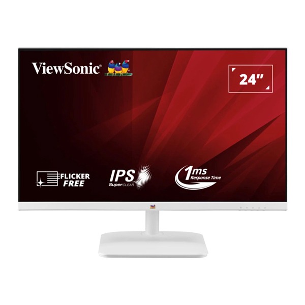 ViewSonic VA2432-H-W 24'' Full HD Monitor | White |Frameless Design | Super Clear IPS Panel | low Blue Light | 1 ms Response time | Three-Sided Slim Bezel | Flicker Free | 100 Hz| Resolution:1920x1080| 1 VGA | 1 Audio | 1 HDMI