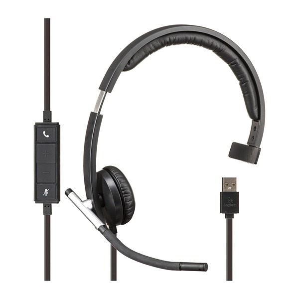 Logitech Pro Headset Wired Mono H650e USB with Noise-Canceling Mic in-line Controls