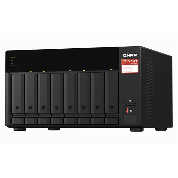 QNAP 8-bay NAS, AMD Ryzen V1000 series V1500B 4C/8T 2.2GHz, 8GB DDR4 RAM (2 x SODIMM slots, max. 64GB, optional ECC RAM support), 8x SATA 6Gb/s bays, 2x M.2 NVMe PCIe Gen3 SSD slots, 2 x 2.5GbE LAN, optional 10GbE, 2x PCIe 3.0 x 4 slots, USB 3.2 Gen2 Type-A & USB 3.2 Gen1 Type-C ports, bundle QSW-1105-5T 2.5GbE x 5 ports unmanaged switch, Realtek TL8371+RTL8221B