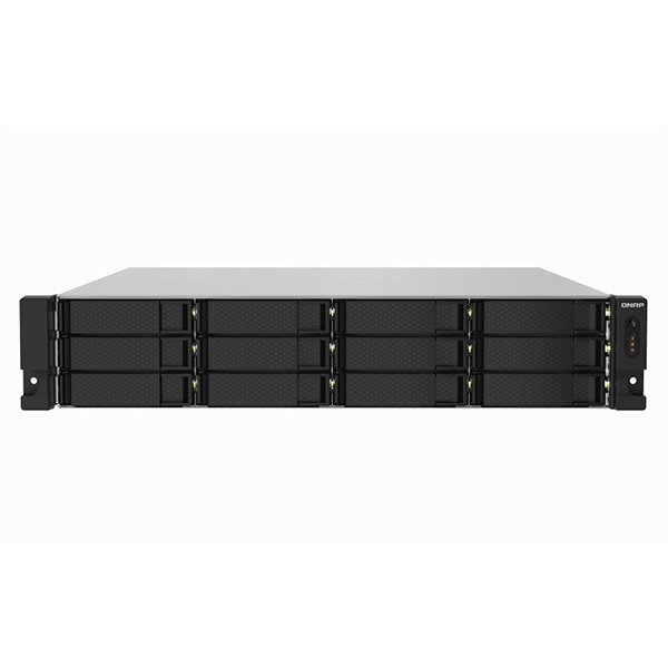 QNAP 12-Bay AL324 quad-core 1.7 GHz rackmount NAS with 250W redundant PSU, 4GB DDR4 UDIMM RAM (max 16GB), SATA 6Gb/s, 2x 10GbE SFP+, 2x 2.5GbE, 1x PCIe Gen2 x2 slot