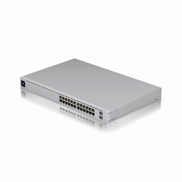 Ubiquiti 24 Port configurable Layer 3 switch, 16-GbE PoE+, 8-GbE PoE++, 2-10G SFP+, Near Silent Cooling, 400W