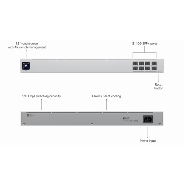 USW-AGGREGATION UniFi 8Port 10 Gigabit SFP+ Aggregation Switch