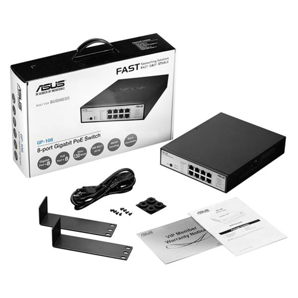 ASUS GP-108 8 Port Gigabit POE/POE+ Unmanaged Desktop Switch