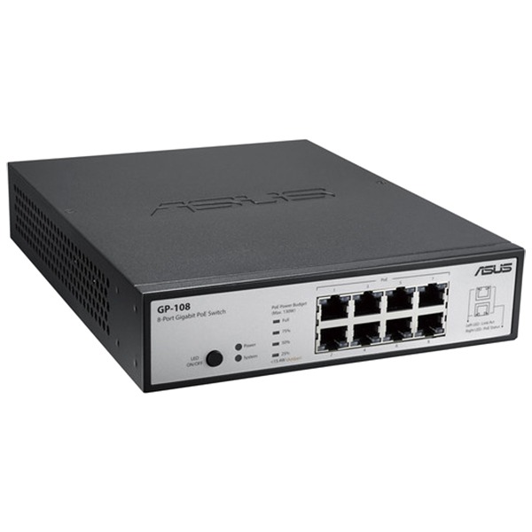 ASUS GP-108 8 Port Gigabit POE/POE+ Unmanaged Desktop Switch