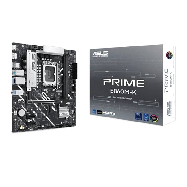 ASUS PRIME B860M-K Micro-ATX Motherboard, LGA 1851, DDR5 Up to 8800MHz, PCIe 4.0, Realtek 2.5Gb Ethernet, 1x M.2 PCIe 5.0, 4x SATA, and USB 10GbpI
