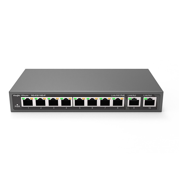 Ruijie Reyee RG-ES110D-P, 8-port 10/100Mbps Desktop Unmanaged Switch