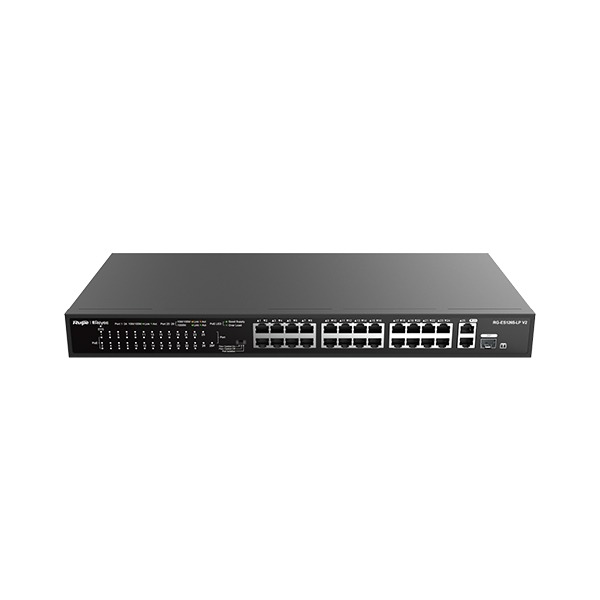 Ruijie Reyee RG-ES126S-LP V2, 24-Port 10/100 Mbps with 2-Port Gigabit Rackmount PoE Switch