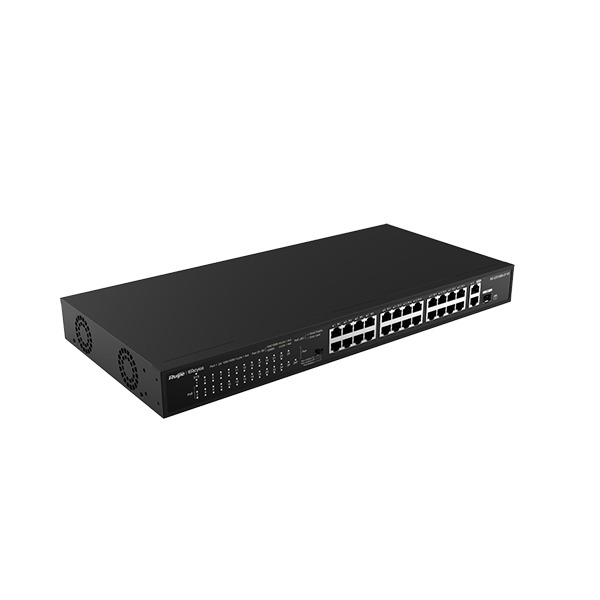 Ruijie Reyee RG-ES126S-LP V2, 24-Port 10/100 Mbps with 2-Port Gigabit Rackmount PoE Switch